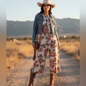 Show Me Your Mumu Julianne Jumpsuit in the Cora Louise print, featuring a halter